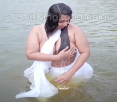 Nila Nambiar Bathing in Pond Showing Her Boobs