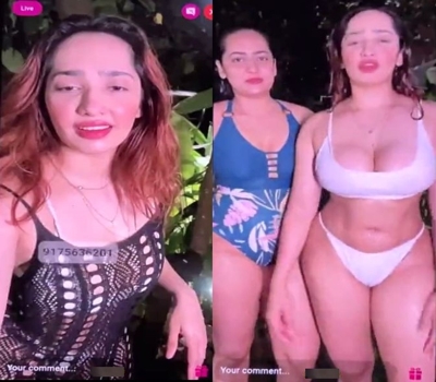 Aditi Mistry Hot Live With Sister in Outdoor Showers Video